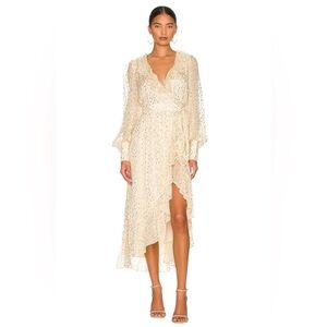 Zimmermann Silk Wrap Midi Dress Champagne